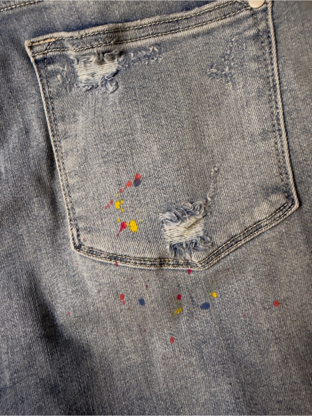 EUC Women's Judy Blue Los Angeles Distressed Paint-Splatter Size 11/30 Boyfriend - Picture 12 of 14